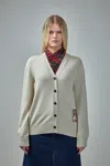 Burberry Check Label Wool Cardigan In Beige