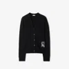 Burberry Check Label Wool Cardigan In Black