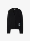 Burberry Check Label Wool Cardigan In Black