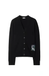 Burberry Check Label Wool Cardigan In Black