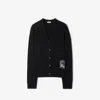 Burberry Check Label Wool Cardigan In Black