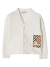 Burberry Check Label Wool Cardigan In Neutrals