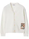 Burberry Check-label Wool Cardigan In White