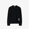 Burberry Check Label Wool Sweater In Black