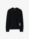 Burberry Check Label Wool Sweater In Black