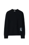 Burberry Check Label Wool Sweater In Black