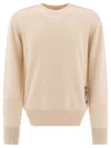 Burberry Check Label Wool Sweater In Neutral