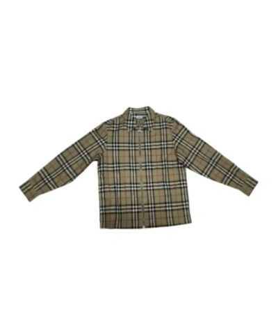 Burberry Check Lapel Shirt Jacket In Brown
