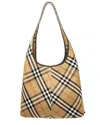 Burberry Women Embroidered Canvas Large Check Shopping Bag In Brown