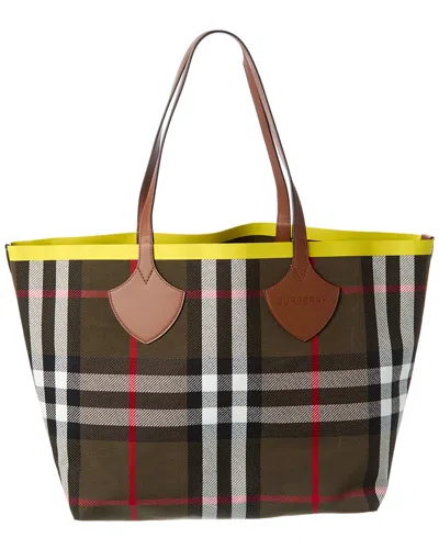 Burberry Check Large Reversible Canvas & Leather Tote In Multi