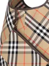 Burberry Women Embroidered Canvas Large Check Shopping Bag In Beige