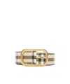 Burberry Check Leather Belt In Nude