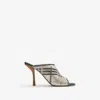 Burberry Check Leather Cabana Mules In Silver
