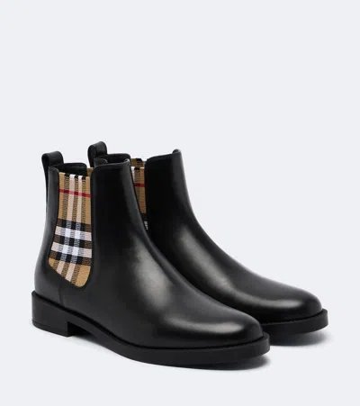 Burberry Leather Hampstead Chelsea Boots In Black