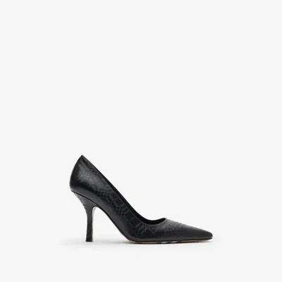 Burberry Check Leather Dame High Pumps In Black