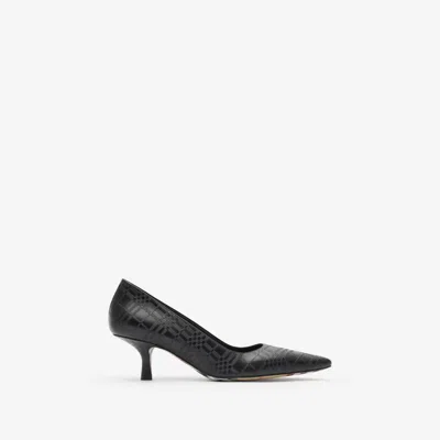 Burberry Check Leather Dame Low Pumps In Black