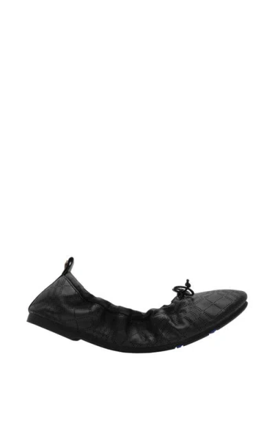 Burberry Check Leather Fawn Ballerinas In Black