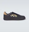 Burberry Indigo Blue Leather And Check Sneaker Terrace