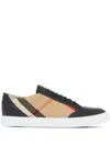 Burberry Check Leather Sneakers In Neutral