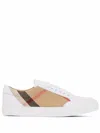 Burberry New Salmond Check Leather Sneakers In Nude