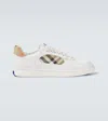 Burberry Men Low-top Leather Sneakers With Check Inserts In White