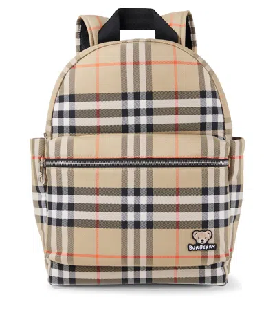 Burberry Kids'  Check Leather-trimmed Backpack