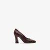 Burberry Check Leather Trinket Pumps In Burgundy