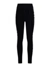 Burberry Leggings In Stretch Jersey With Check Inserts In Black