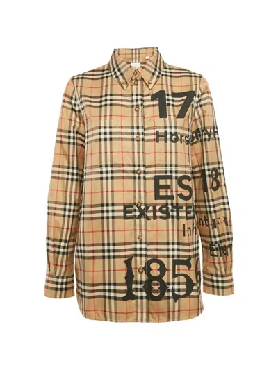 Pre-owned Burberry Check Lettering Shirt In Neutral