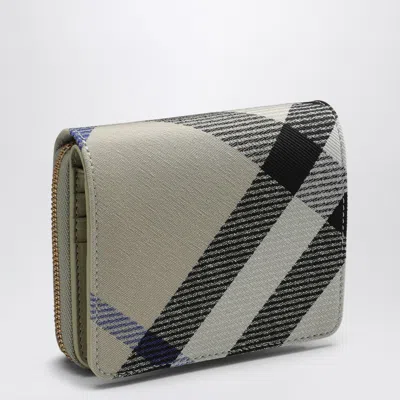 Burberry Check Lichen Zipped Wallet In Green