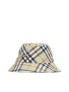 Burberry Check Light Green Polyester Hat In Light Sage Ip Check
