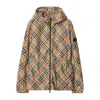 Burberry Check Pattern Jacket With Zip And Hood In Brown