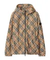 Burberry Check Pattern Jacket With Zip And Hood In Brown