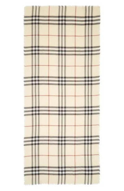 Burberry Check Lightweight Wool Scarf In Neutral