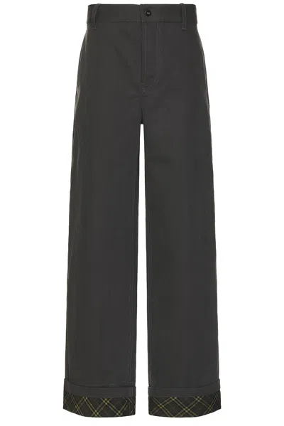 Burberry Check Lined Work Trousers In Black