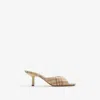 Burberry Beige Check Linen Mule Sandals With 6.5 Cm Heel Lf Mews 65 Chk 162393 In Teacup