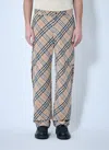 Burberry Men Check Linen-blend Pants In Beige