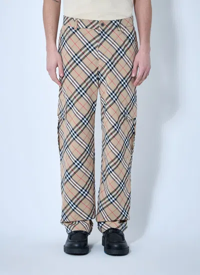 BURBERRY CHECK LINEN-BLEND PANTS