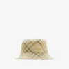 Burberry Check Linen Bucket Hat In Wheat