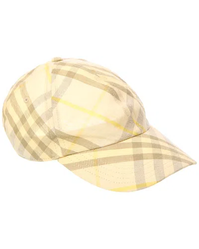 Burberry Check Linen Cap In Gold