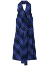 Burberry Check Linen Dress In Blue