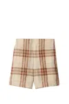 Burberry Check Linen Shorts In Multicolor