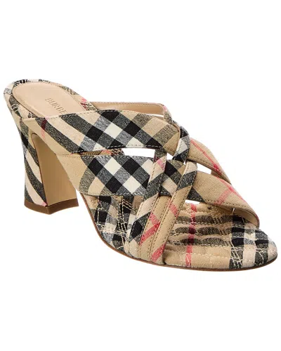 Burberry Check Linen Sandal In Brown