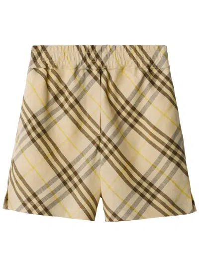 BURBERRY CHECK LINEN SHORTS