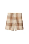 Burberry Check Linen Shorts In Wren