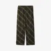 Burberry Linen Check Tailored Trousers In Olive