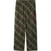 Burberry Linen Check Tailored Trousers In Olive