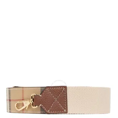 Burberry Check Logo Panelled Bag Strap In Brown