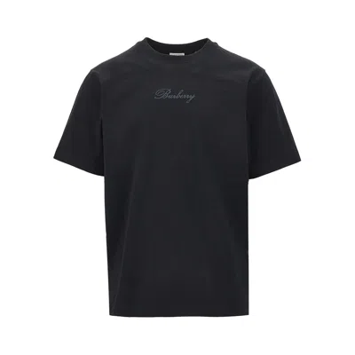 Burberry Check Logo T-shirt In Black