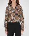 Burberry Check Long-sleeve Button-down Shirt In Linden Ip Check